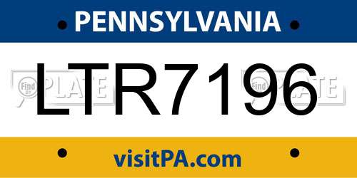 LTR7196 Pennsylvania License Plate