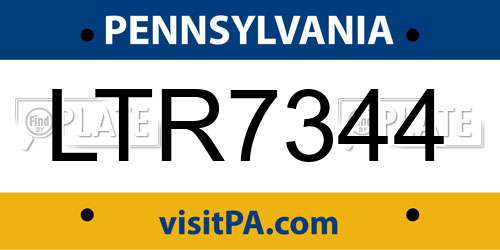 LTR7344 Pennsylvania License Plate