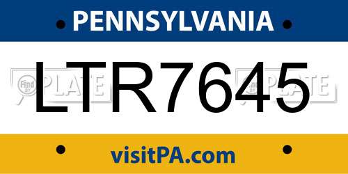 LTR7645 Pennsylvania License Plate