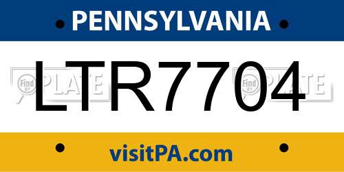 LTR7704 Pennsylvania License Plate