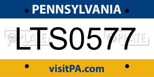 LTS0577 Pennsylvania License Plate