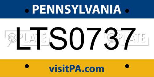 LTS0737 Pennsylvania License Plate