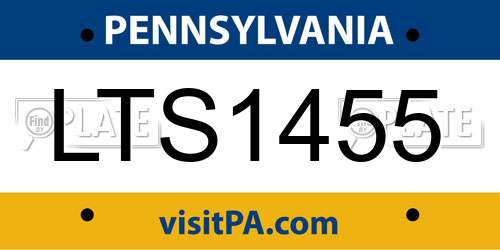 LTS1455 Pennsylvania License Plate