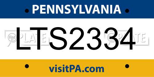 LTS2334 Pennsylvania License Plate