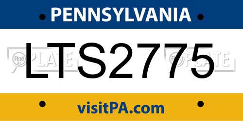LTS2775 Pennsylvania License Plate
