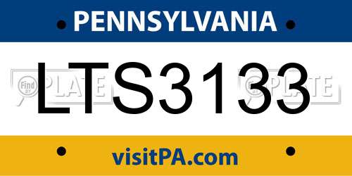 LTS3133 Pennsylvania License Plate