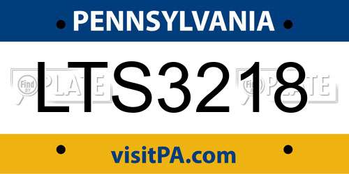 LTS3218 Pennsylvania License Plate