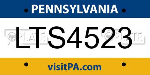 LTS4523 Pennsylvania License Plate