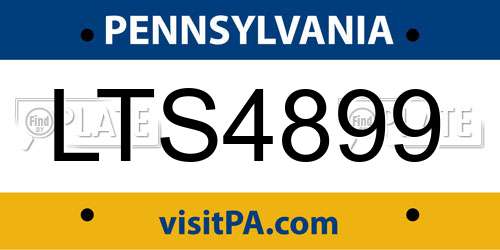 LTS4899 Pennsylvania License Plate