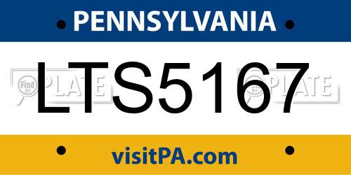 LTS5167 Pennsylvania License Plate