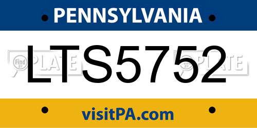 LTS5752 Pennsylvania License Plate