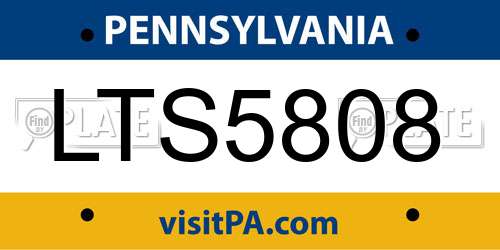 LTS5808 Pennsylvania License Plate