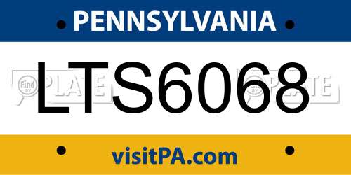 LTS6068 Pennsylvania License Plate