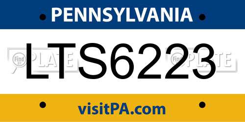 LTS6223 Pennsylvania License Plate