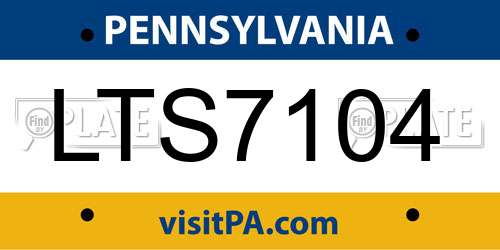 LTS7104 Pennsylvania License Plate