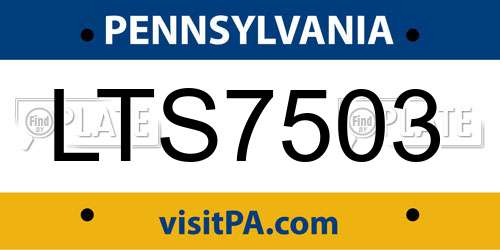 LTS7503 Pennsylvania License Plate