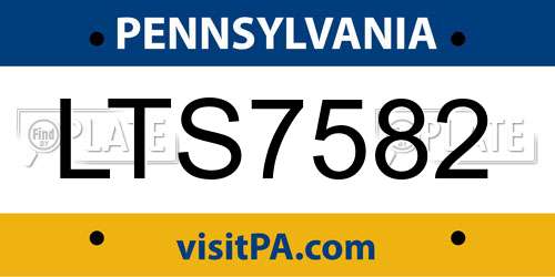 LTS7582 Pennsylvania License Plate