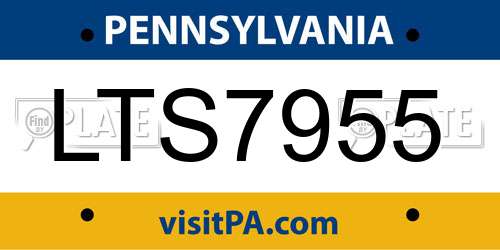 LTS7955 Pennsylvania License Plate