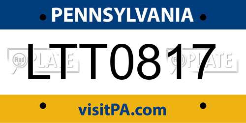 LTT0817 Pennsylvania License Plate