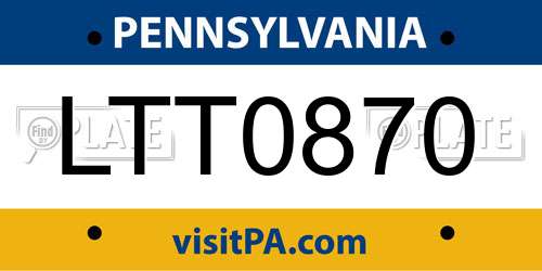 LTT0870 Pennsylvania License Plate