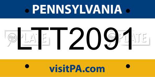LTT2091 Pennsylvania License Plate