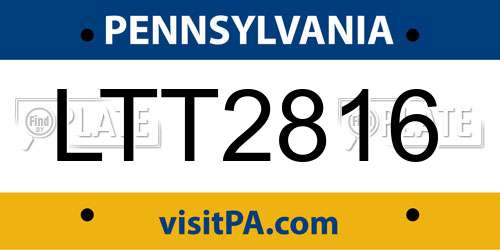 LTT2816 Pennsylvania License Plate