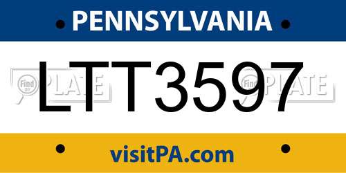 LTT3597 Pennsylvania License Plate
