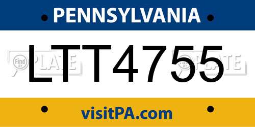 LTT4755 Pennsylvania License Plate