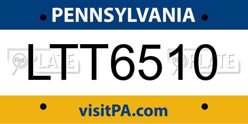 LTT6510 Pennsylvania License Plate