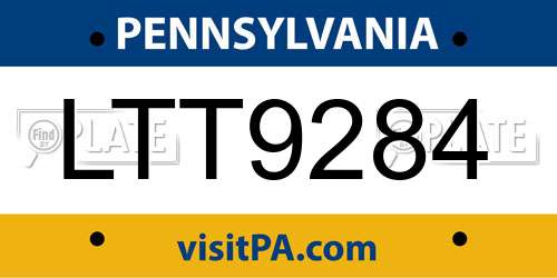 LTT9284 Pennsylvania License Plate