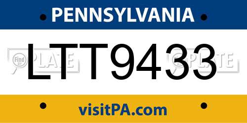 LTT9433 Pennsylvania License Plate