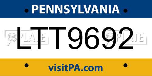 LTT9692 Pennsylvania License Plate