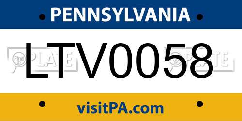 LTV0058 Pennsylvania License Plate