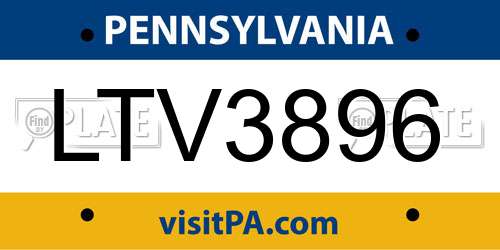 LTV3896 Pennsylvania License Plate