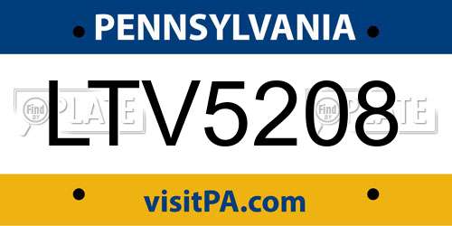 LTV5208 Pennsylvania License Plate