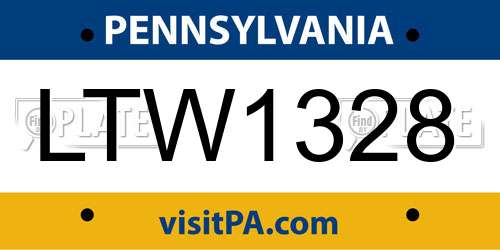 LTW1328 Pennsylvania License Plate