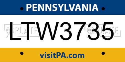 LTW3735 Pennsylvania License Plate