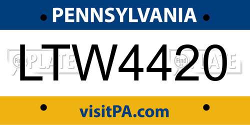 LTW4420 Pennsylvania License Plate