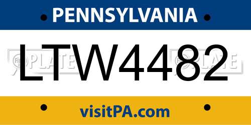 LTW4482 Pennsylvania License Plate