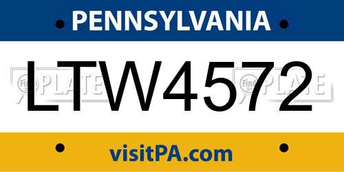 LTW4572 Pennsylvania License Plate