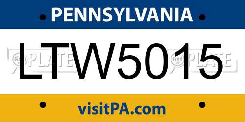 LTW5015 Pennsylvania License Plate