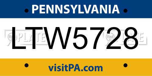 LTW5728 Pennsylvania License Plate