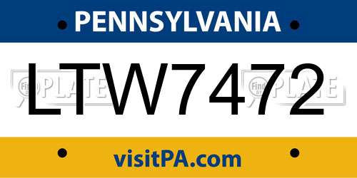 LTW7472 Pennsylvania License Plate