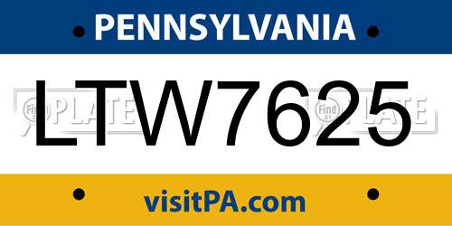 LTW7625 Pennsylvania License Plate