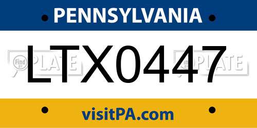 LTX0447 Pennsylvania License Plate