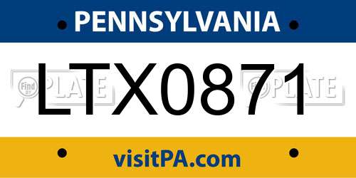 LTX0871 Pennsylvania License Plate