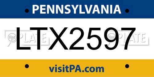 LTX2597 Pennsylvania License Plate