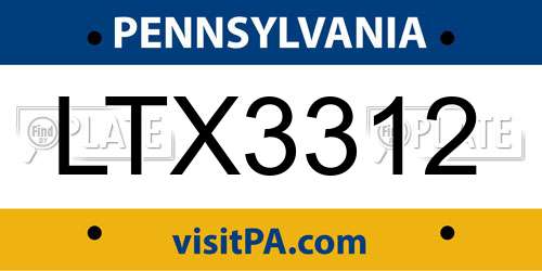 LTX3312 Pennsylvania License Plate