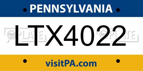 LTX4022 Pennsylvania License Plate