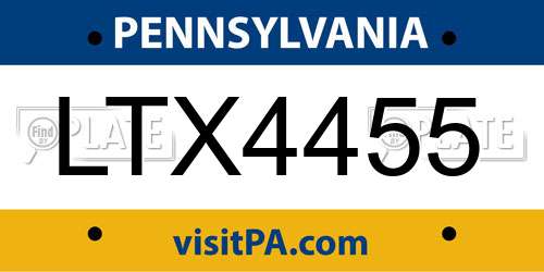 LTX4455 Pennsylvania License Plate